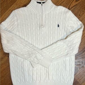 Ralph Lauren Cream Cable Knit Zip Up Sweater